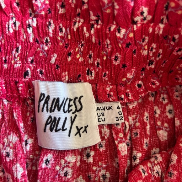 Princess Polly Red Pink Floral Ruffled Two Piece Summer Vacation Set Size 0 - Picture 3 of 5